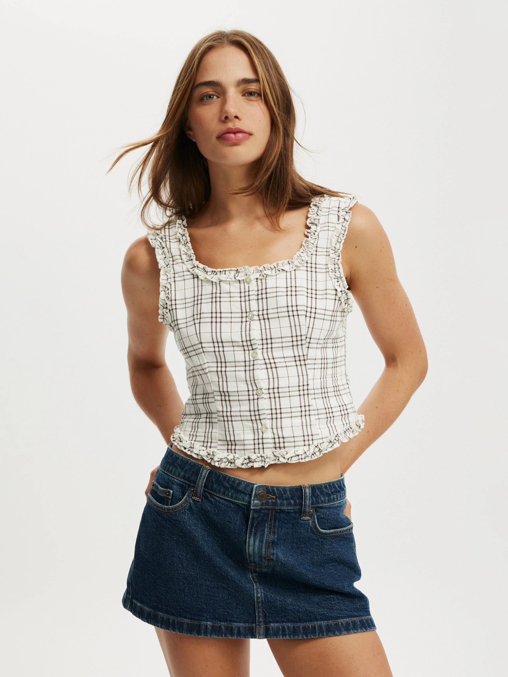 COTTON ON Áo Kiểu Cộc Tay Nữ-Emily Ruffle Top