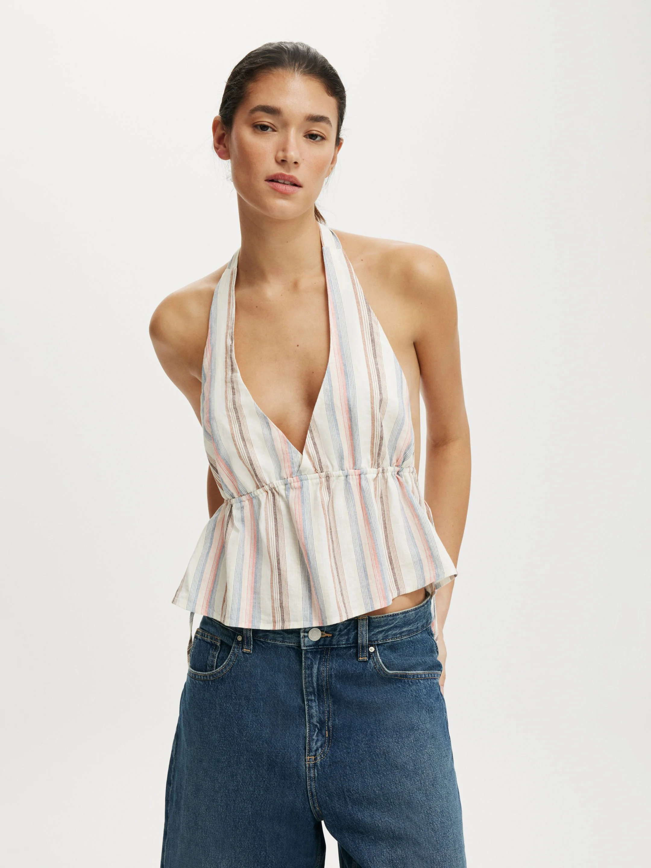 COTTON ON Áo Kiểu Hở Lưng Nữ-Haven Tie Side Halter Top
