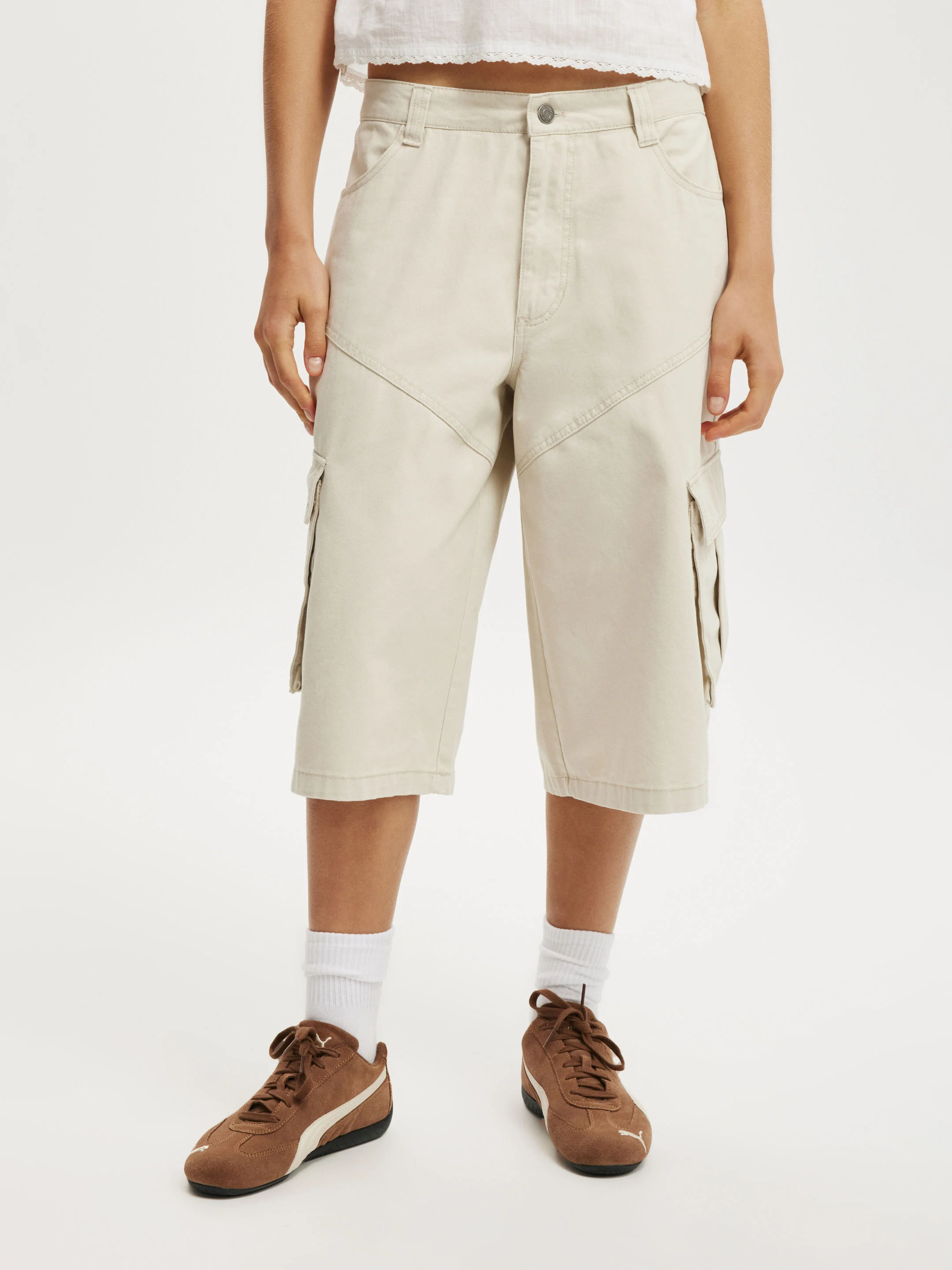 COTTON ON Quần Khaki Nữ-Long Cargo Jort