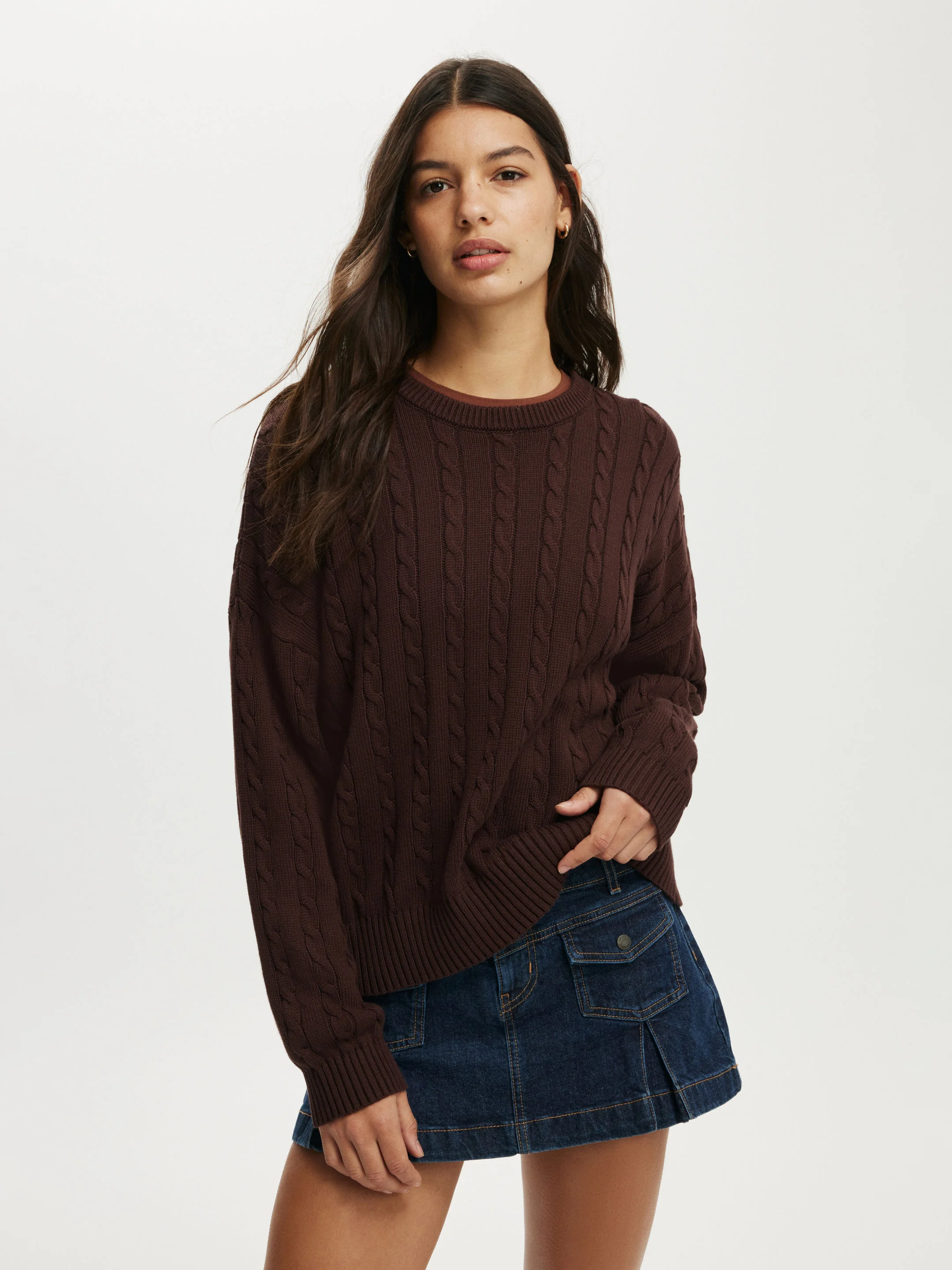 COTTON ON Áo Len Dài Tay Nữ-Cotton Crew Neck Sweater