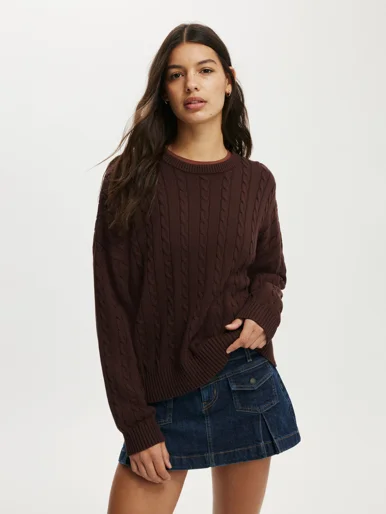 COTTON ON Áo Len Dài Tay Nữ-Cotton Crew Neck Sweater