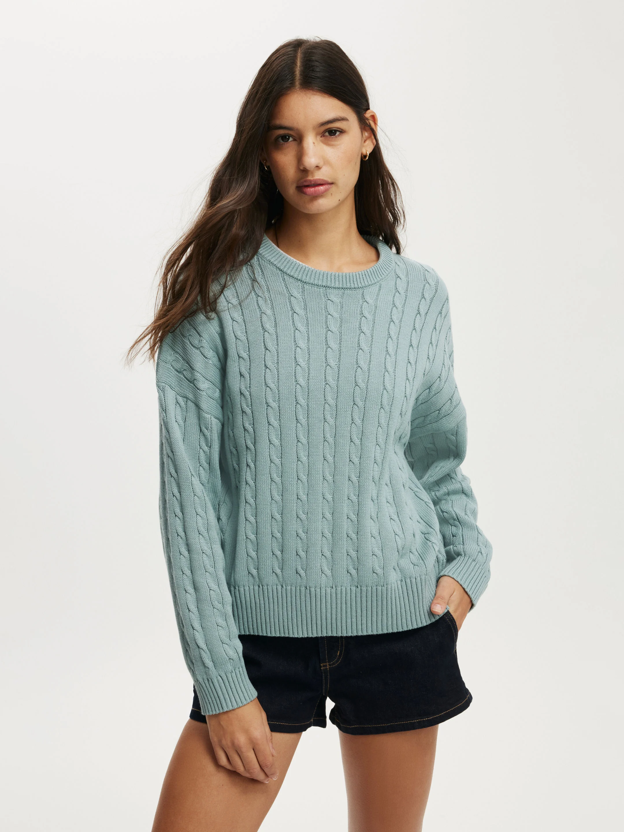 COTTON ON Áo Len Dài Tay Nữ-Cotton Crew Neck Sweater