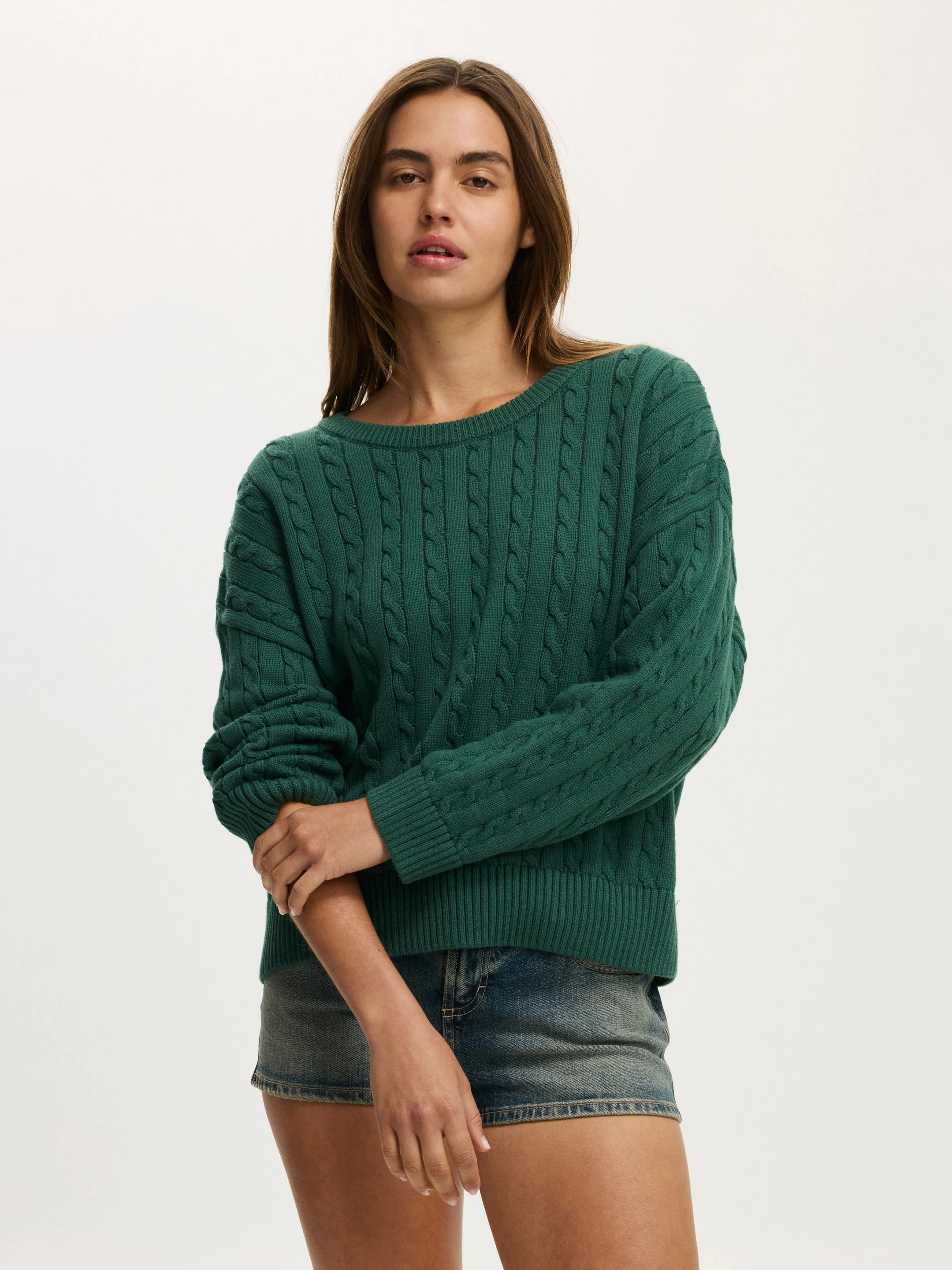 COTTON ON Áo Len Dài Tay Nữ-Cotton Crew Neck Sweater