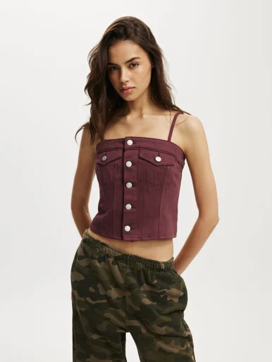COTTON ON Áo Kiểu Jeans Nữ-Willow Denim Corset