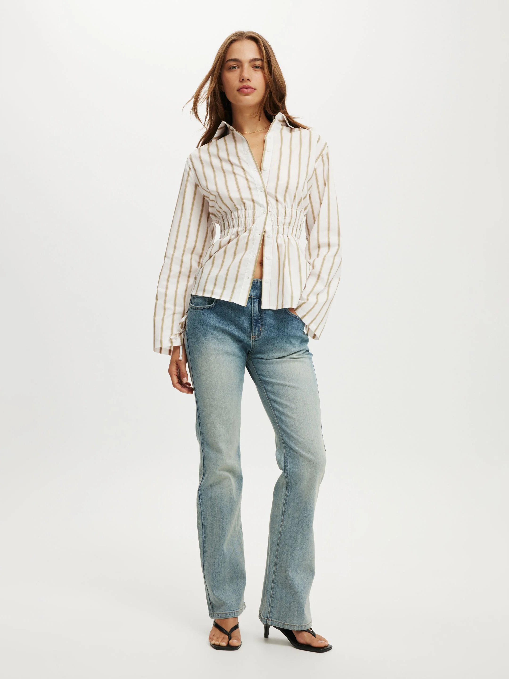 COTTON ON Áo Sơ Mi Dài Tay Nữ-Gathered Long Sleeve Shirt