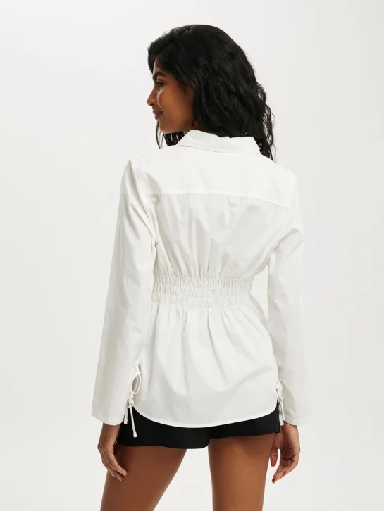 COTTON ON Áo Sơ Mi Dài Tay Nữ-Gathered Long Sleeve Shirt