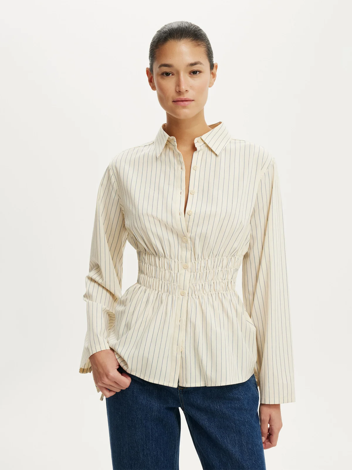 COTTON ON Áo Sơ Mi Dài Tay Nữ - Gathered Long Sleeve Shirt