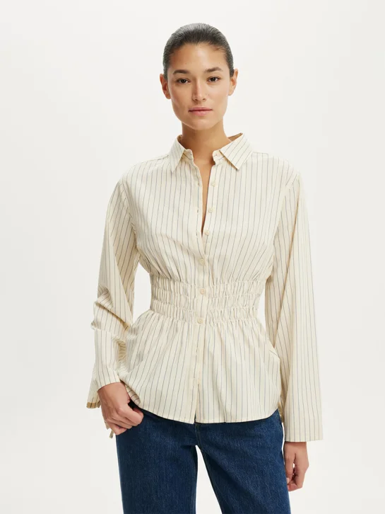 COTTON ON Áo Sơ Mi Dài Tay Nữ - Gathered Long Sleeve Shirt