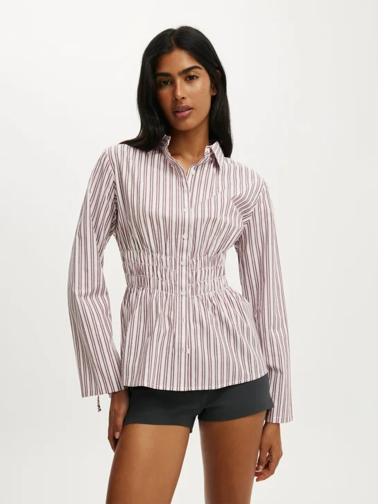COTTON ON Áo Sơ Mi Dài Tay Nữ - Gathered Long Sleeve Shirt