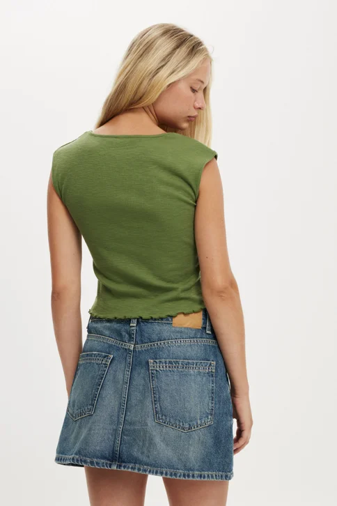 COTTON ON Áo Kiểu Cộc Tay Nữ-Chelsea Open Front Top
