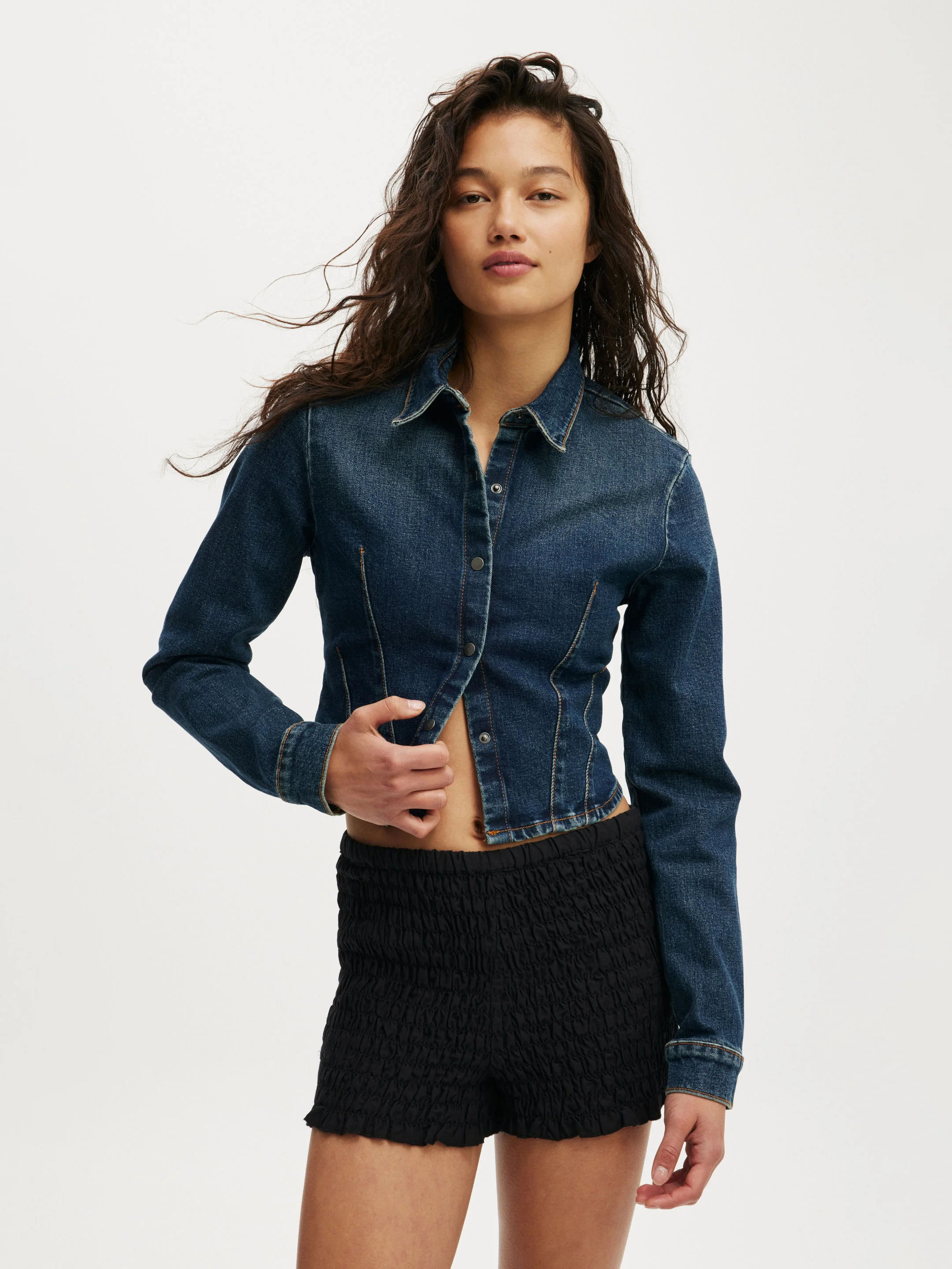 COTTON ON Áo Khoác Dài Tay Nữ-Eden Denim Fitted Shirt