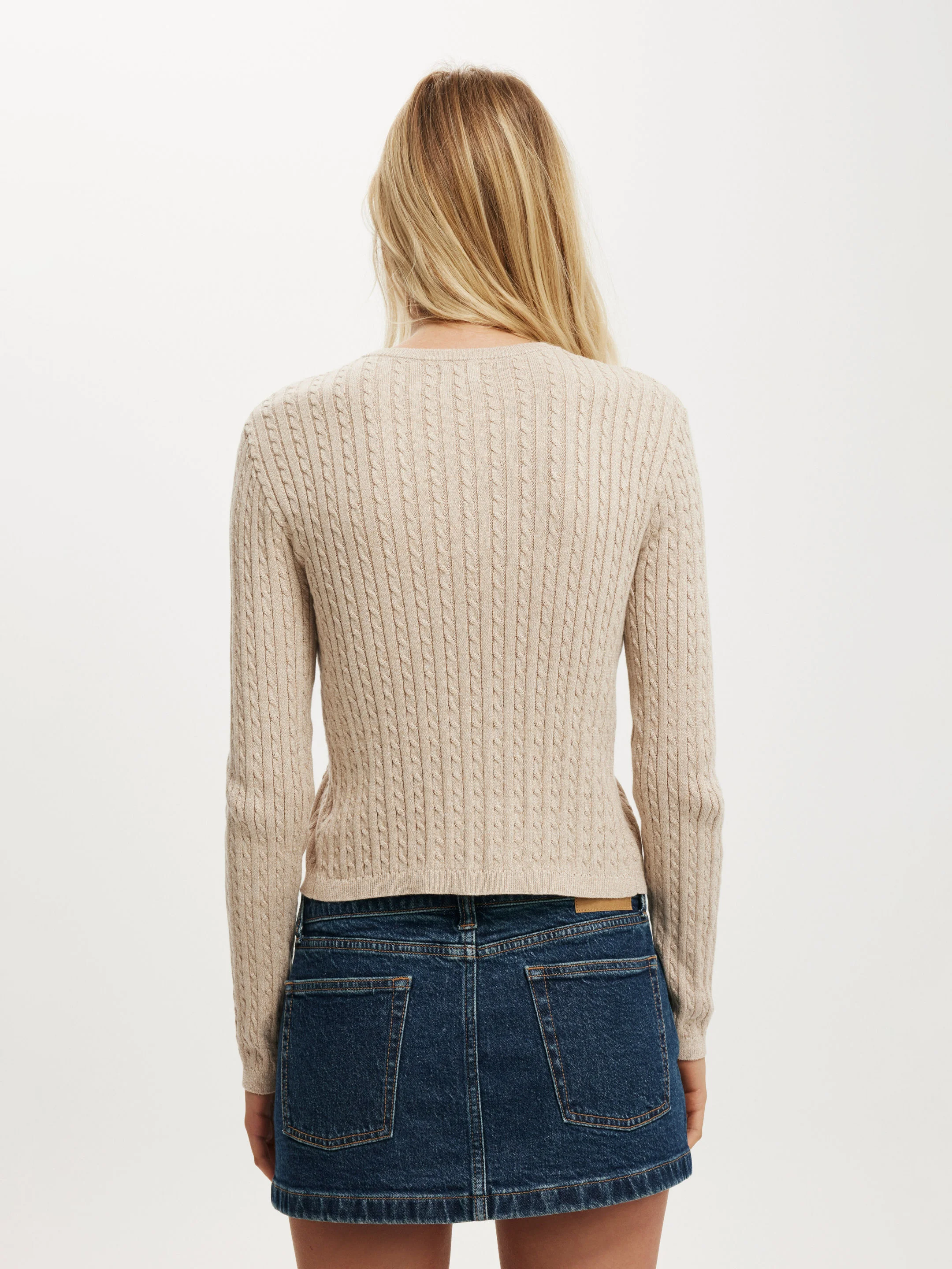 COTTON ON Áo Len Cardigan Dài Tay-Cotton Crew Neck Cardigan