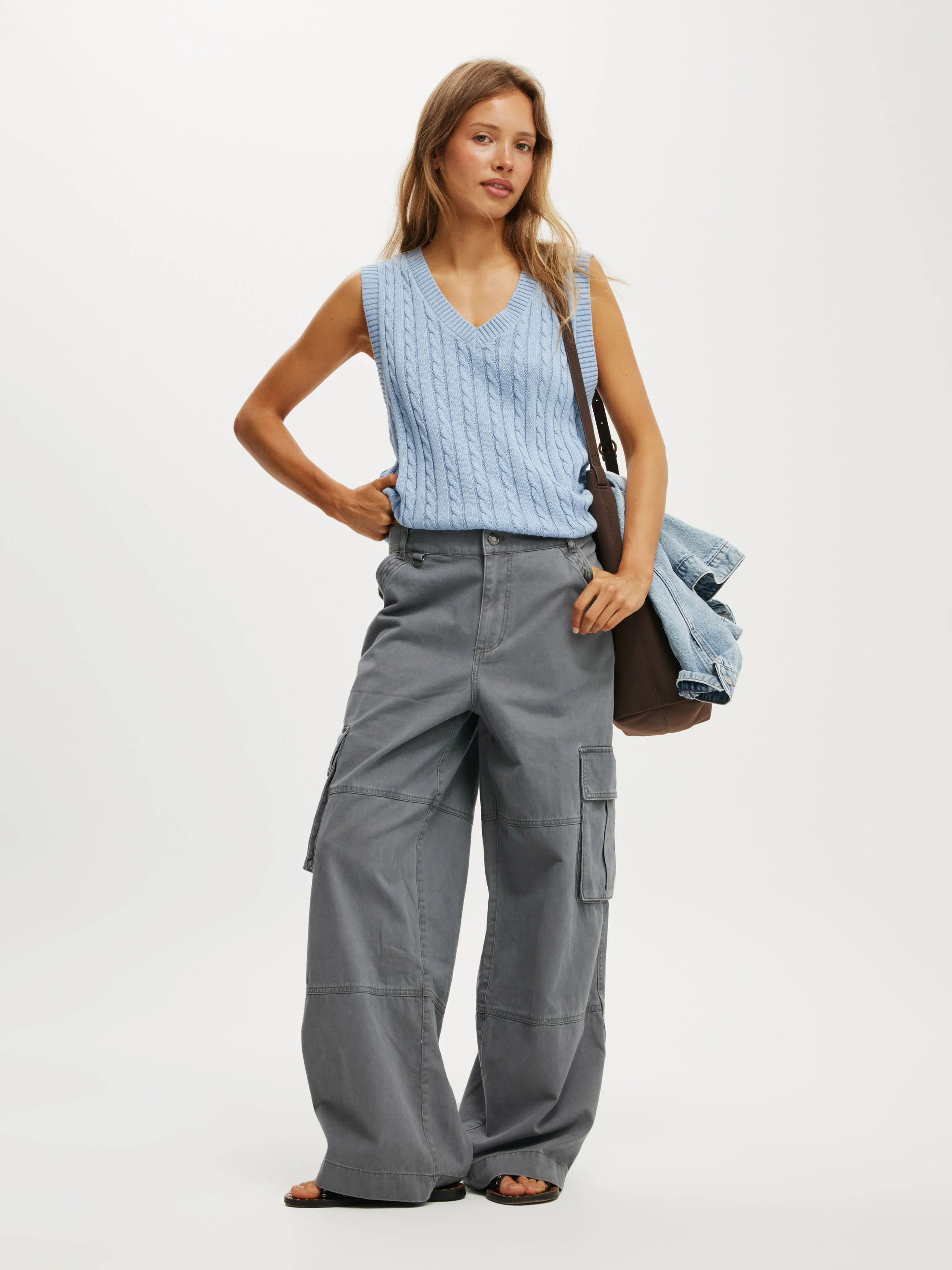 COTTON ON Áo Ghi Lê Nữ-Cotton V-Neck Knit Vest