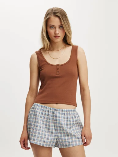 COTTON ON Áo Thun Cộc Tay Nữ-Elsie Henley Tank