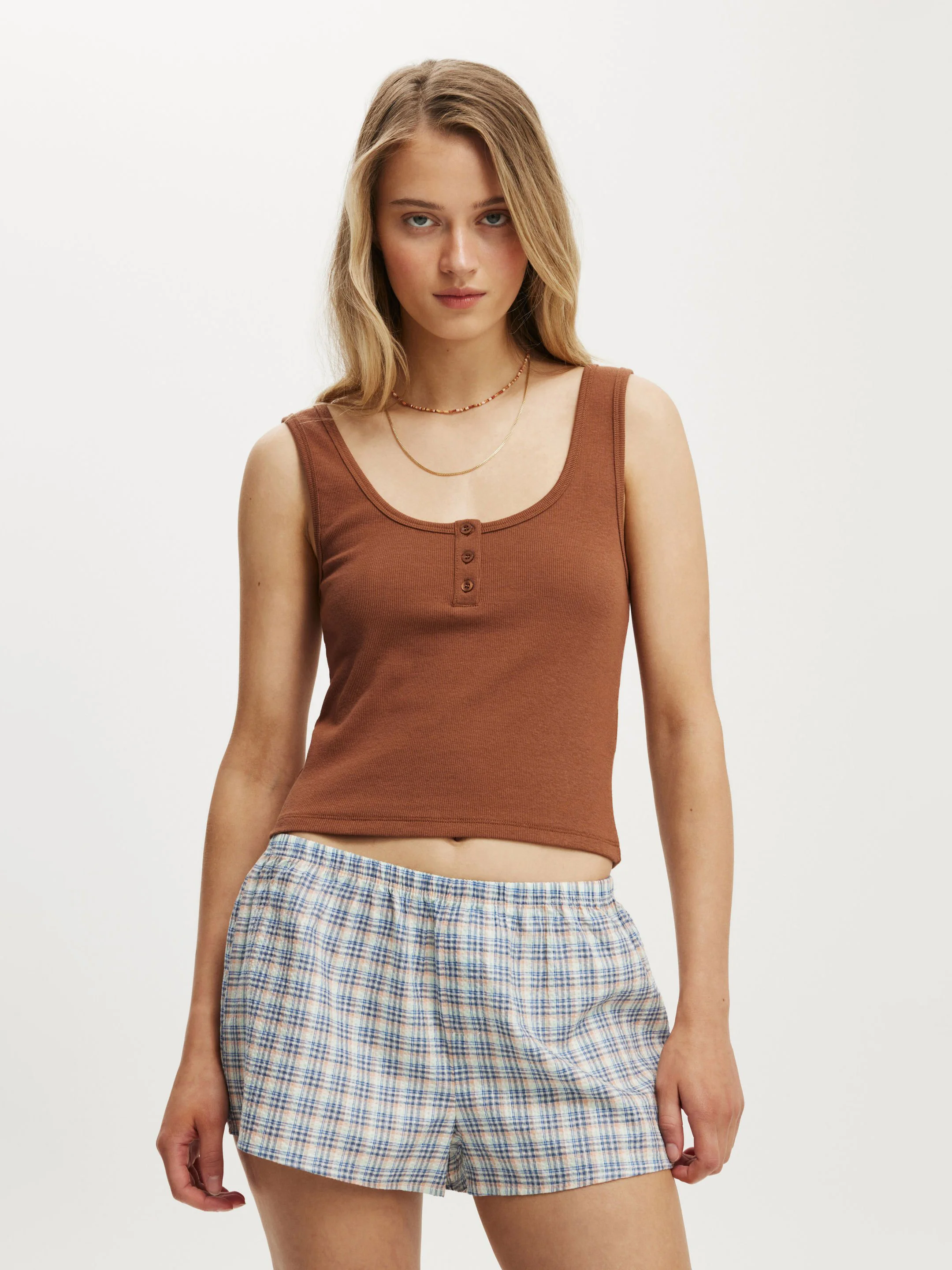 COTTON ON Áo Thun Cộc Tay Nữ-Elsie Henley Tank