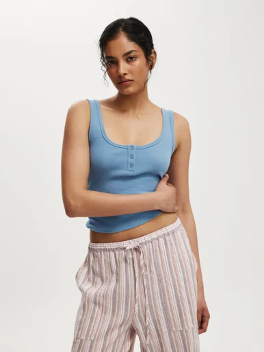 COTTON ON Áo Thun Cộc Tay Nữ-Elsie Henley Tank