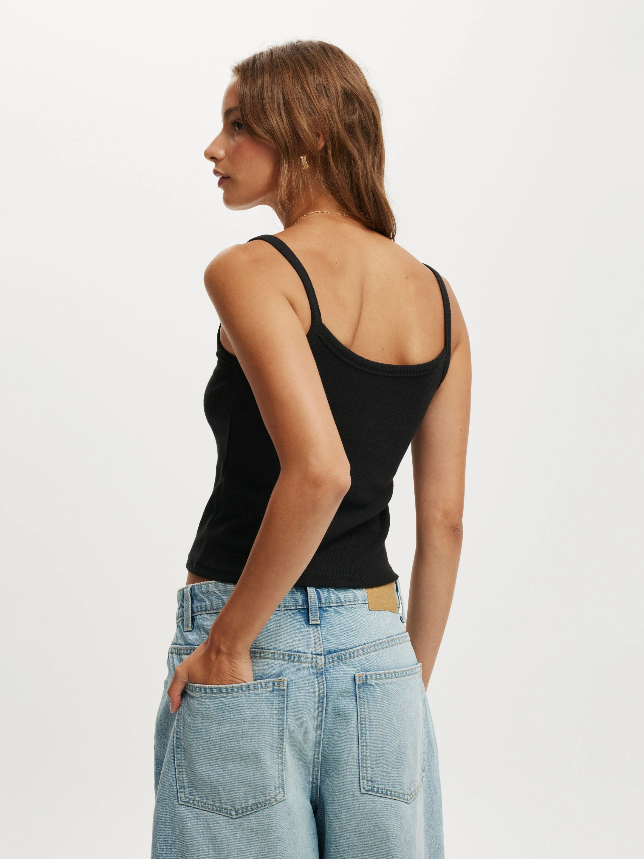 COTTON ON Áo Hai Dây Nữ-Goldie Rib Scoop Cami
