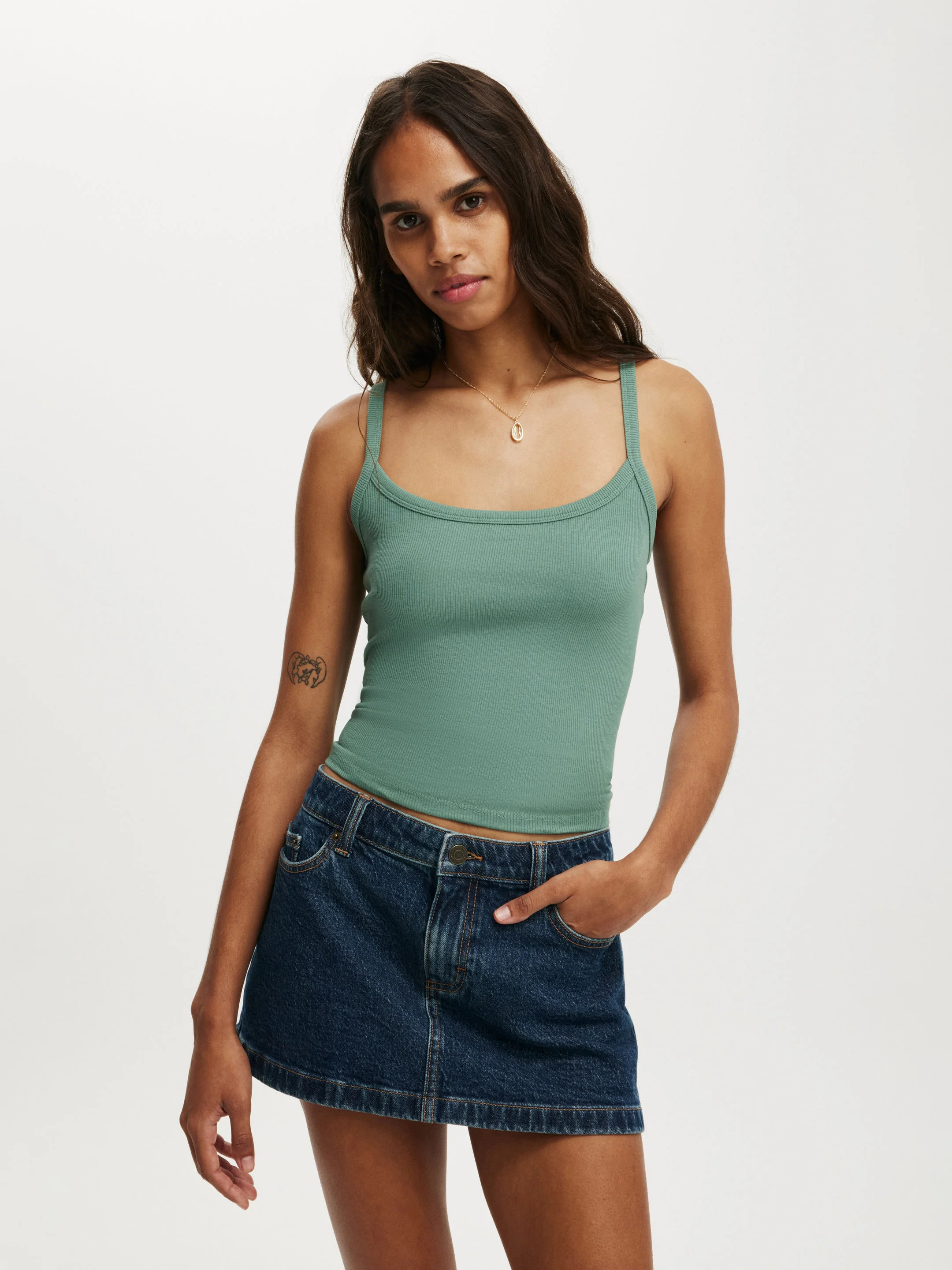 COTTON ON Áo Hai Dây Nữ-Goldie Rib Scoop Cami