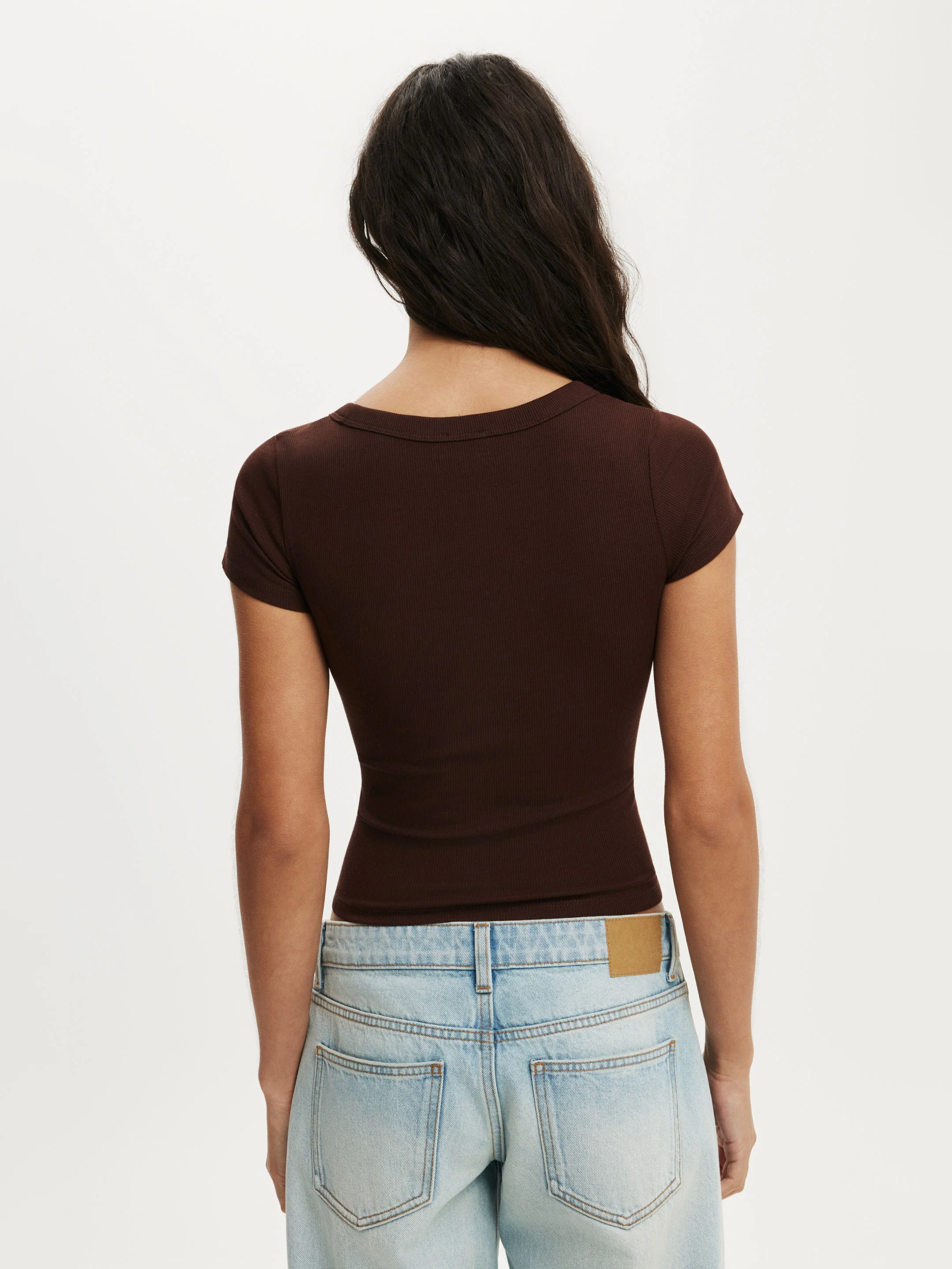 COTTON ON Áo Thun Ngắn Tay Nữ - Goldie Rib V Neck Short Sleeve