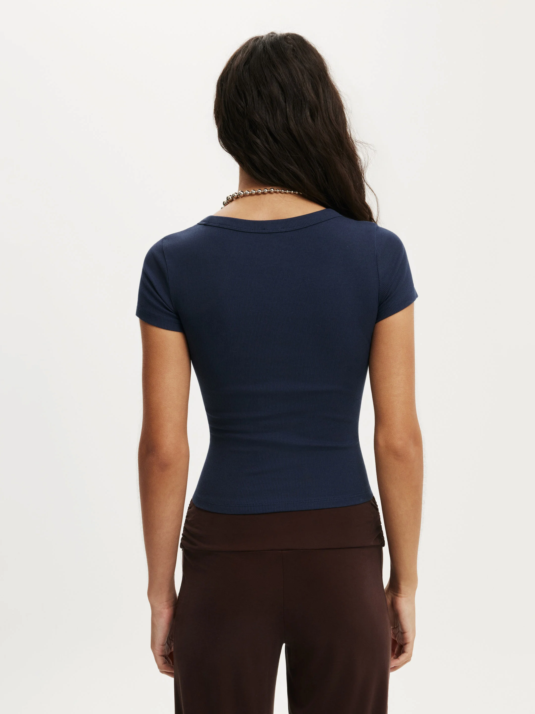 COTTON ON Áo Thun Ngắn Tay Nữ-Goldie Rib V Neck Short Sleeve