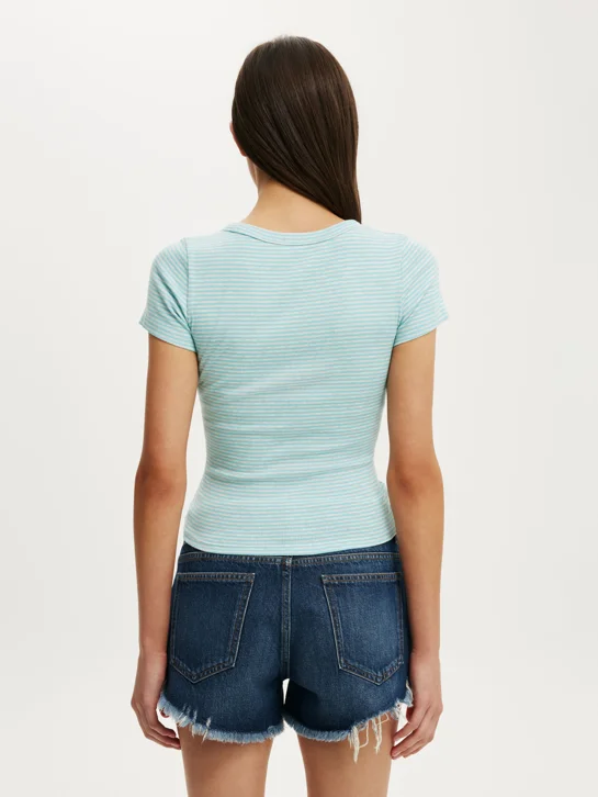 COTTON ON Áo Thun Ngắn Tay Nữ - Goldie Rib V Neck Short Sleeve