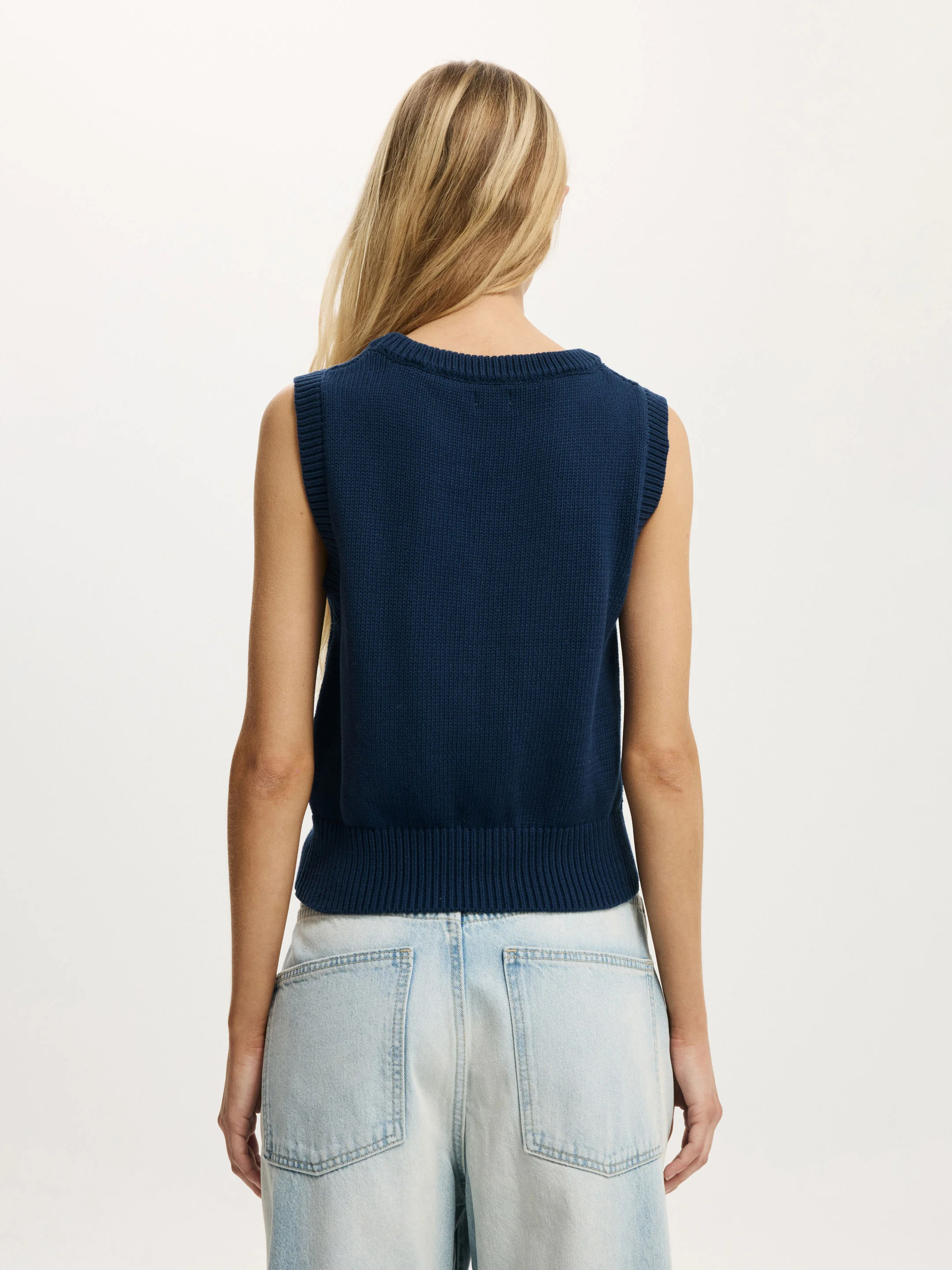COTTON ON Áo Gile Kiểu Ngắn Tay Nữ-Cotton Cable Vest