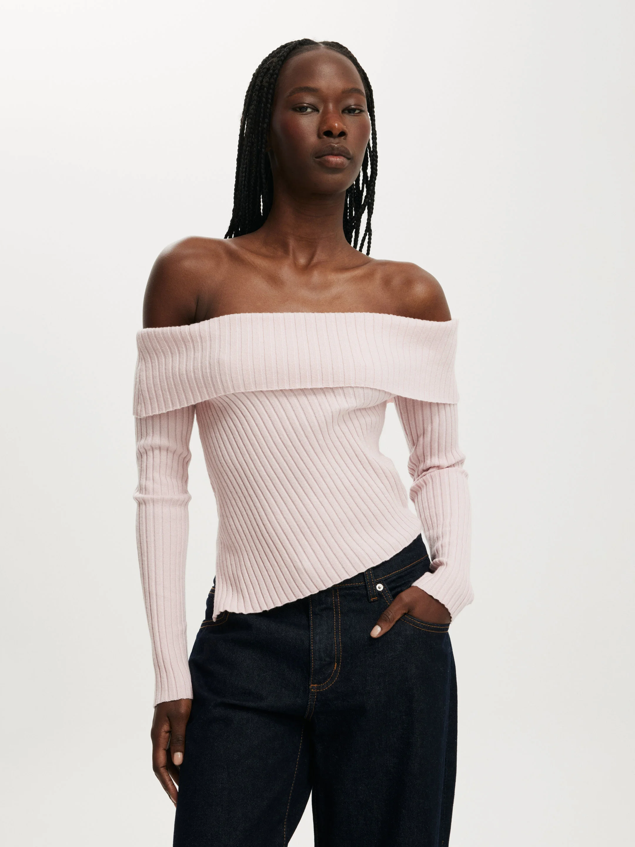 COTTON ON Áo Len Trễ Vai Nữ-Asym Rib Off Shoulder Knit