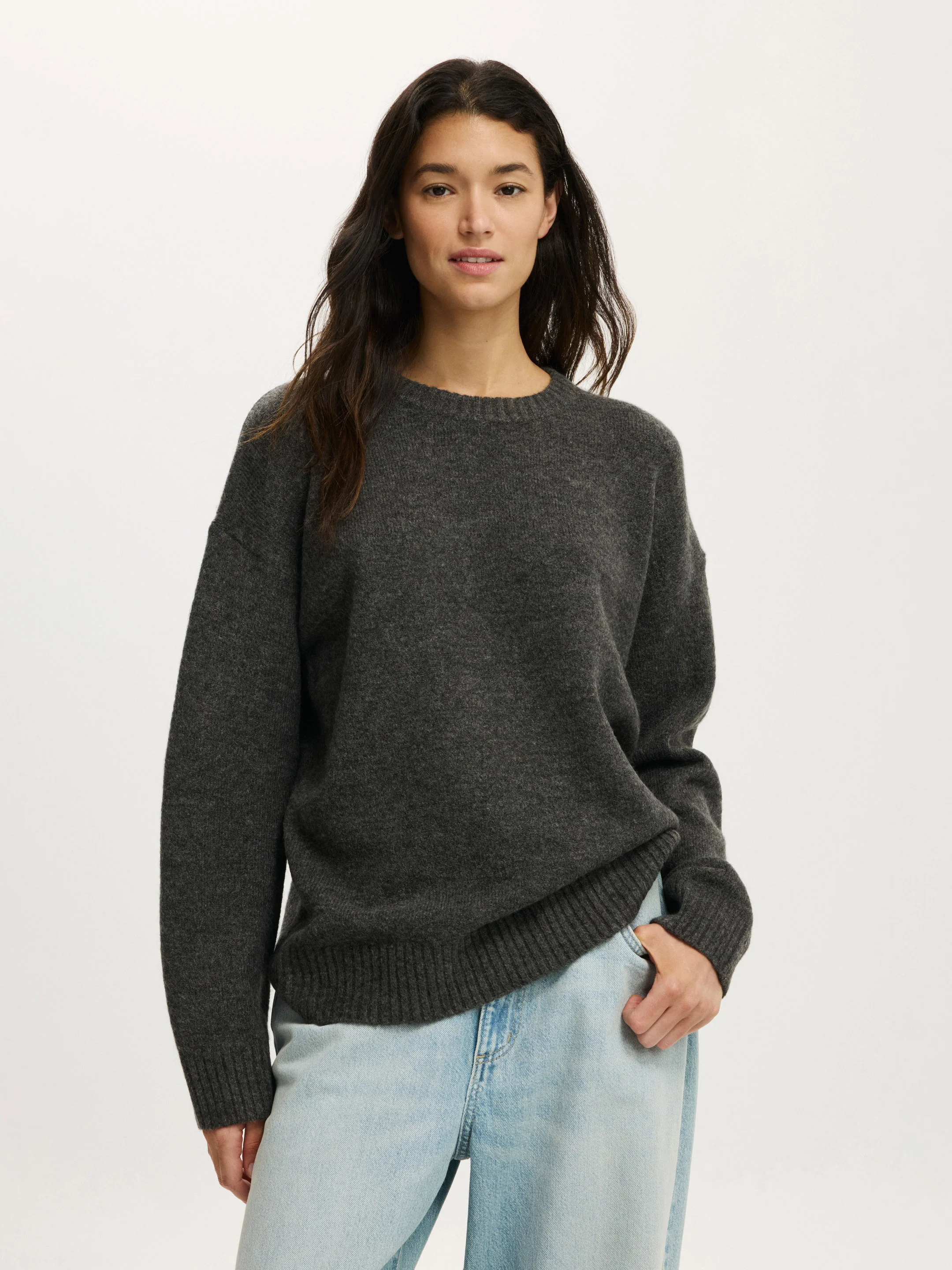 COTTON ON Áo Len Dài Tay Nữ-Luxe Crew Sweater