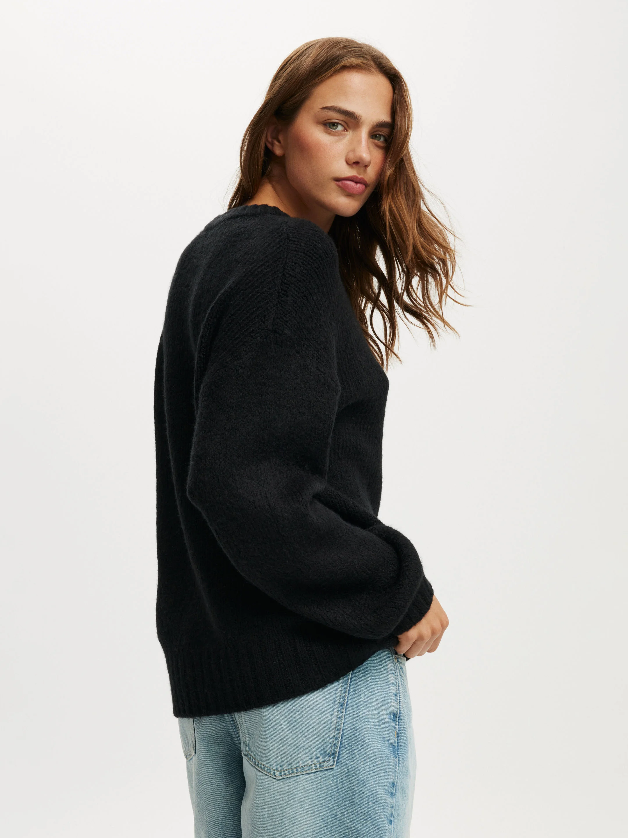 COTTON ON Áo Len Dài Tay Nữ-Luxe Crew Sweater