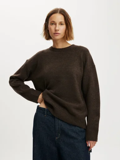 COTTON ON Áo Len Dài Tay Nữ-Luxe Crew Sweater