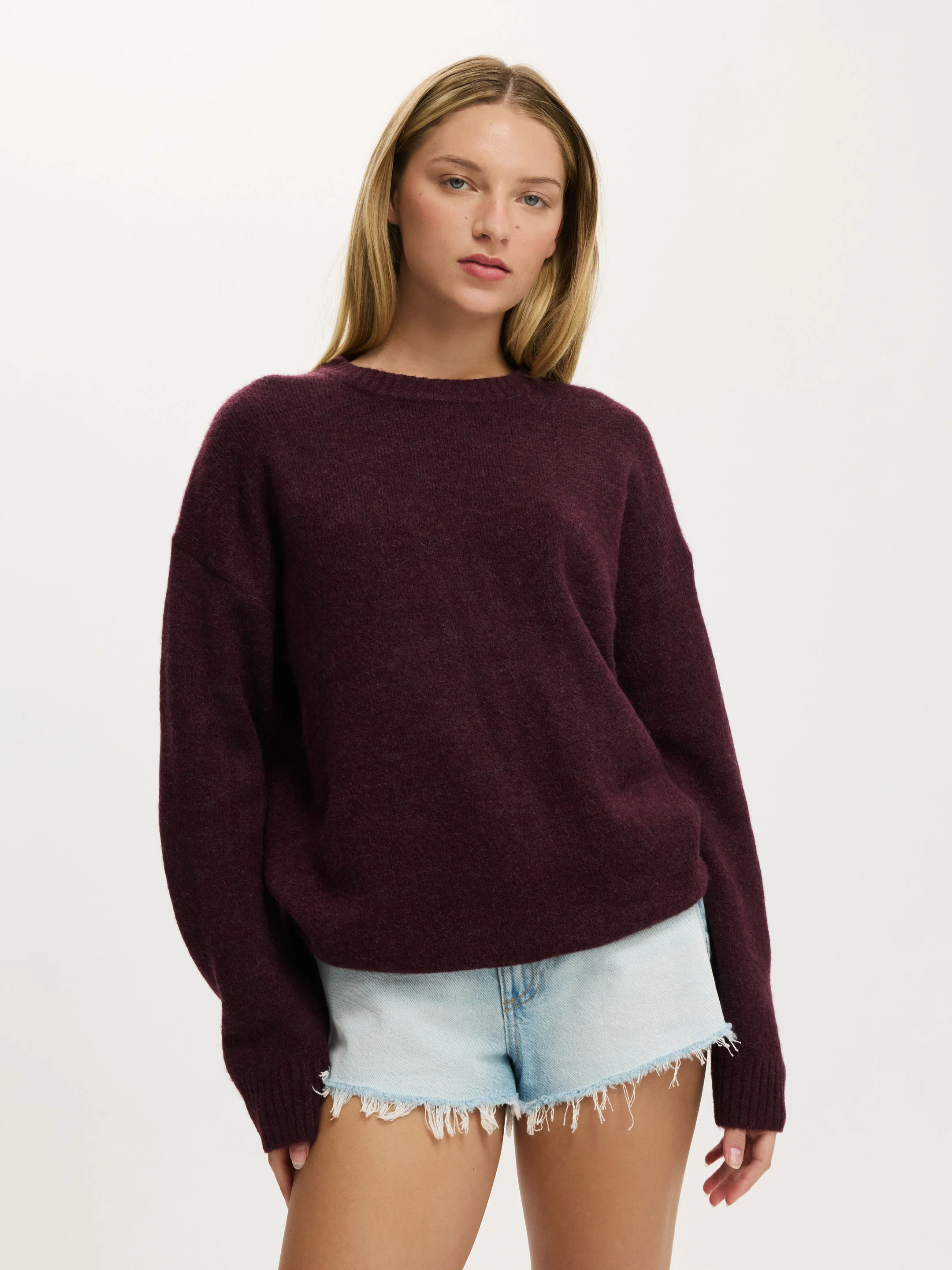COTTON ON Áo Len Dài Tay Nữ-Luxe Crew Sweater