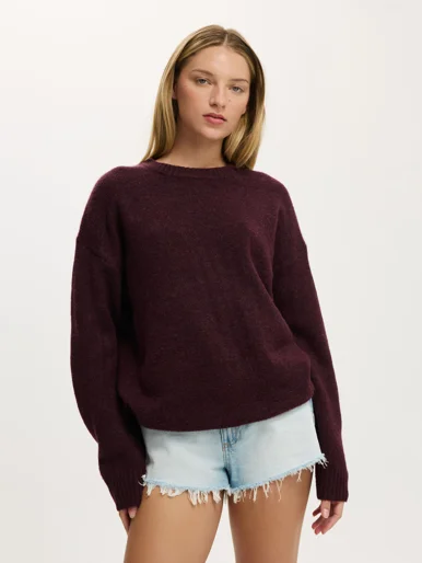 COTTON ON Áo Len Dài Tay Nữ-Luxe Crew Sweater