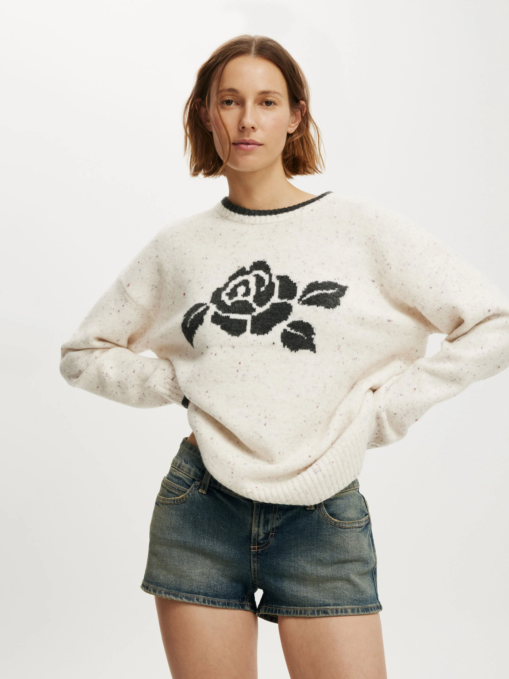 COTTON ON Áo Len Dài Tay Nữ-Luxe Crew Sweater