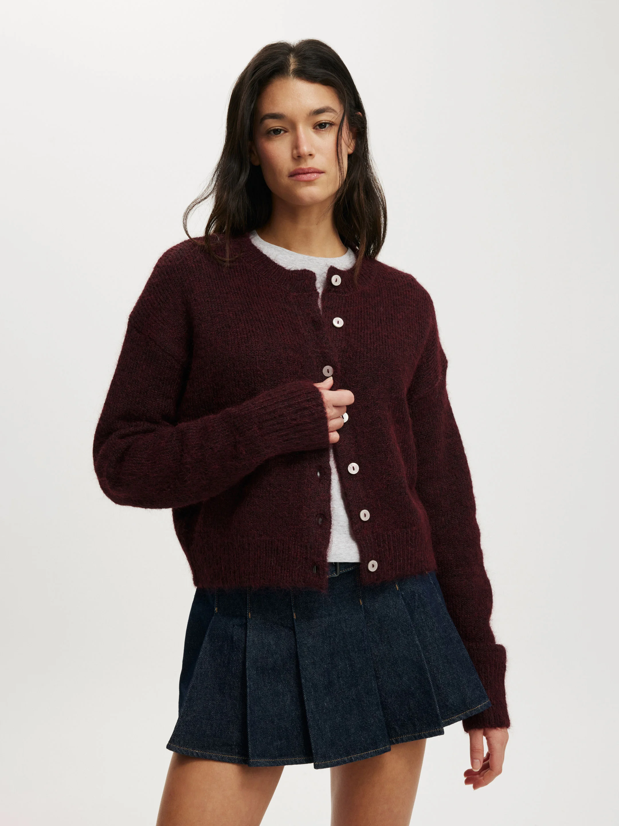COTTON ON Áo Len Cardigan Dài Tay-Lofty Luxe Crew Cardigan