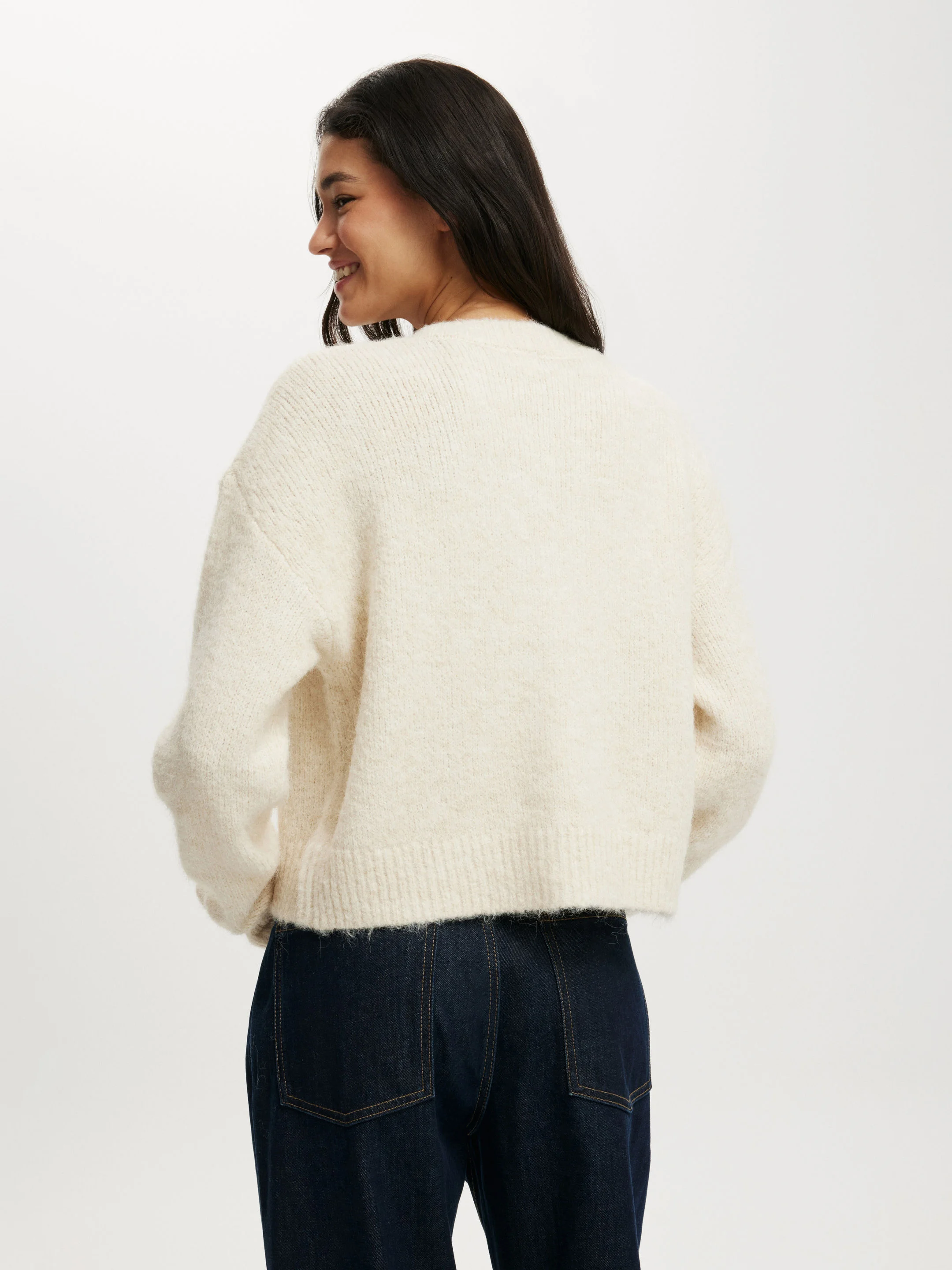 COTTON ON Áo Len Cardigan Dài Tay-Lofty Luxe Crew Cardigan