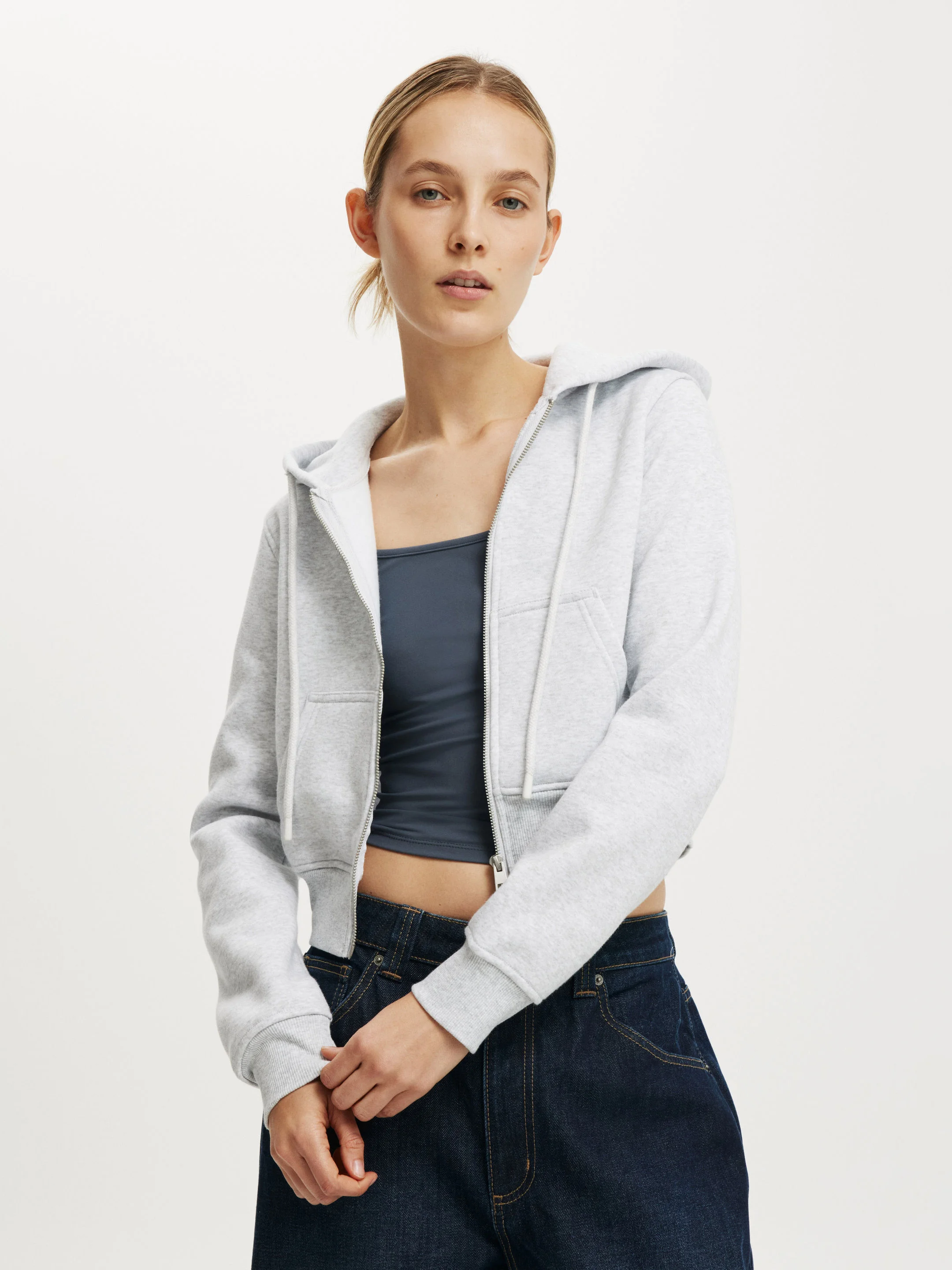 COTTON ON Áo Khoác Dài Tay Nữ-Cropped Zip Through Hoodie