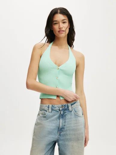 COTTON ON Áo Kiểu Cộc Tay Nữ-Knit Halter Vest
