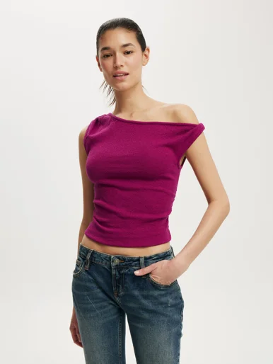 COTTON ON Áo Kiểu Lệch Vai Nữ - Textured Off The Shoulder
