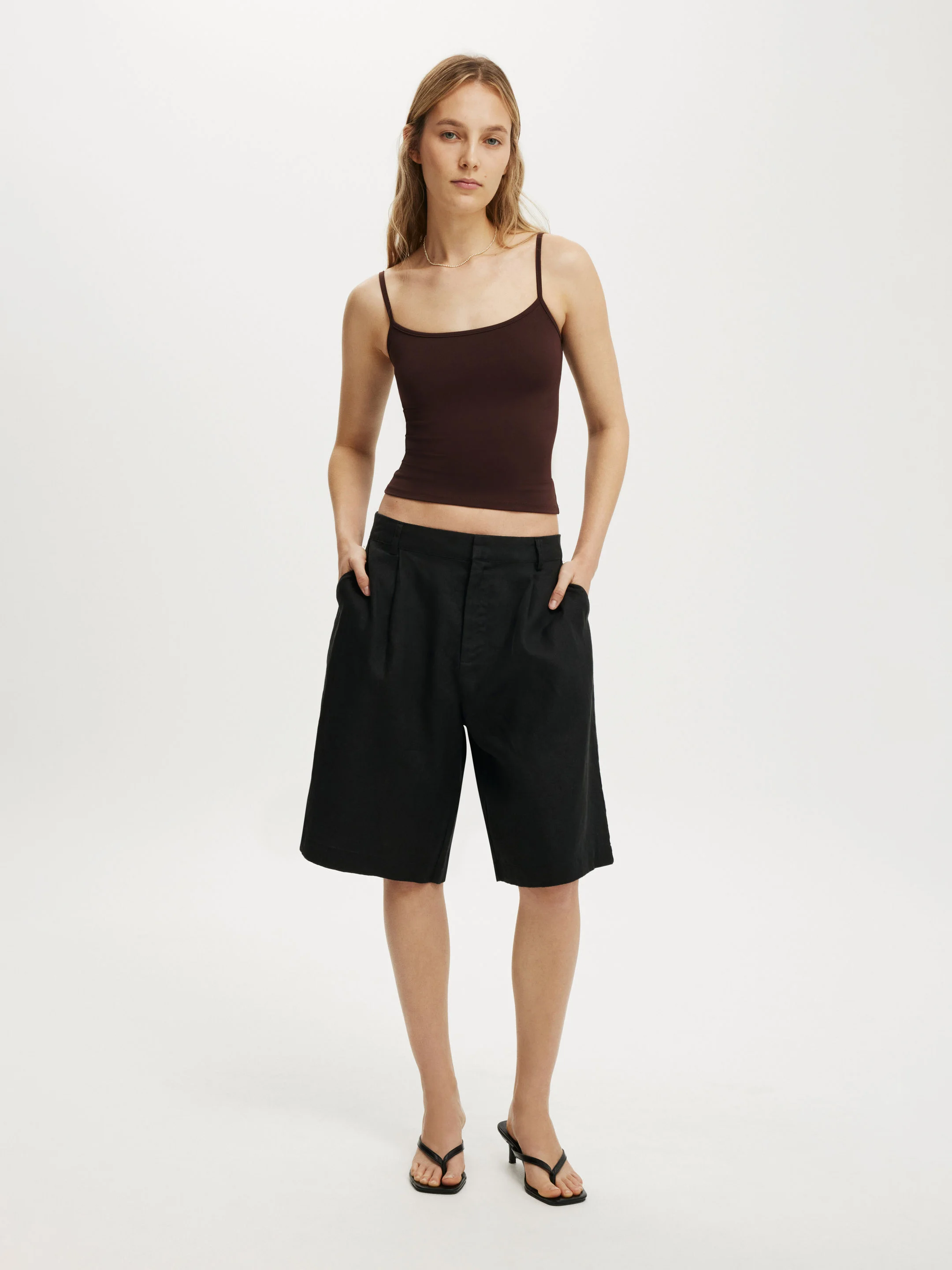 COTTON ON Quần Vải Ngắn Nữ-Luxe Linen Bermuda Short