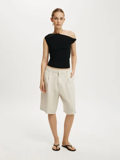 COTTON ON Quần Vải Ngắn Nữ-Luxe Linen Bermuda Short