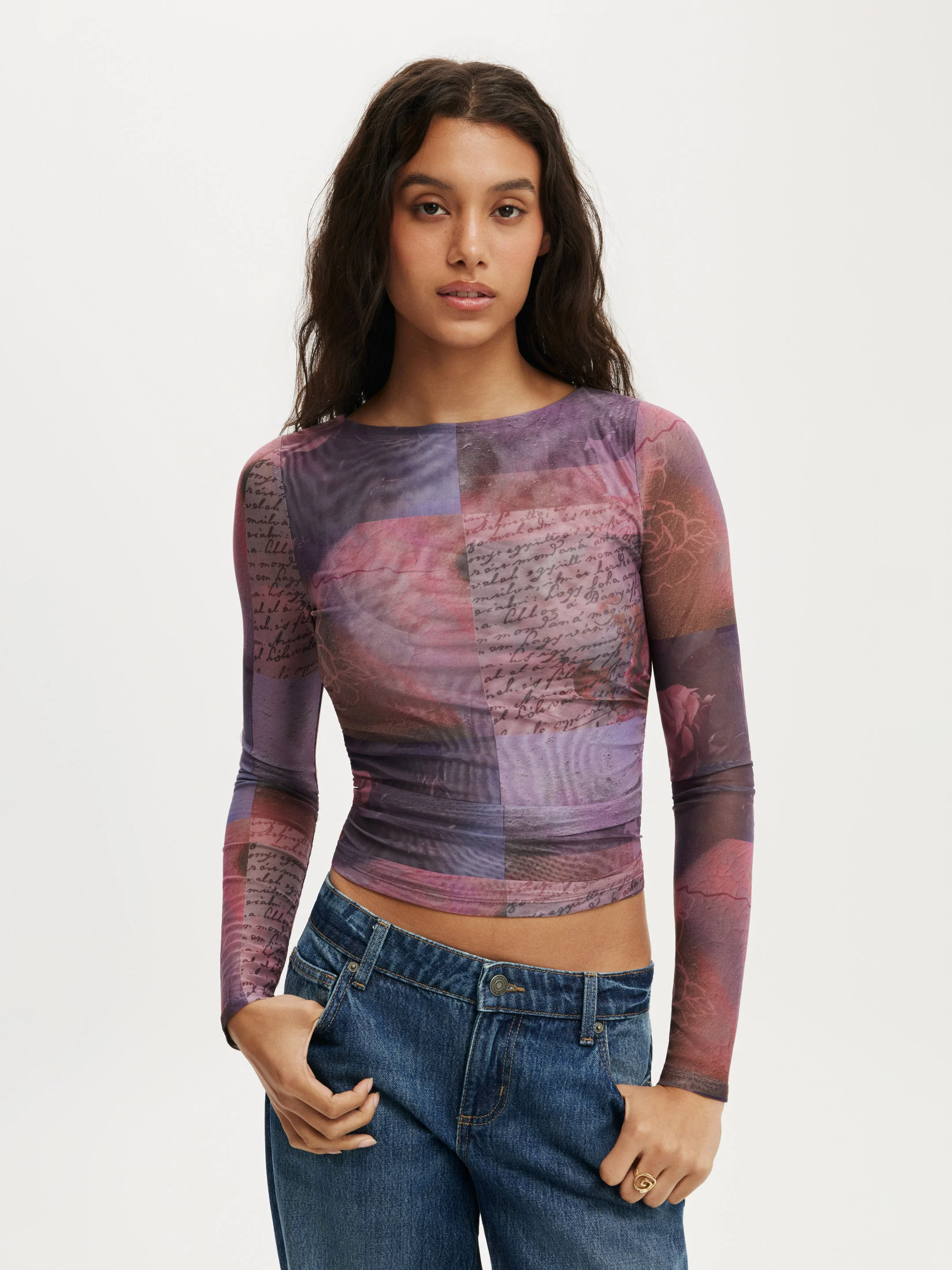 COTTON ON Áo Thun Dài Tay Nữ-Ashley Mesh Long Sleeve Top
