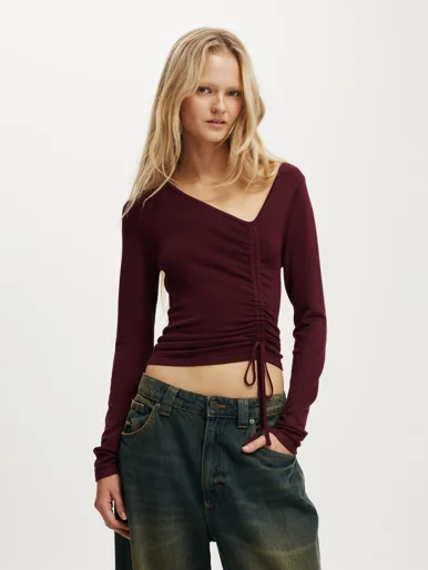 COTTON ON Áo Len Kiểu Nữ-Asymmetric Ruched Knit