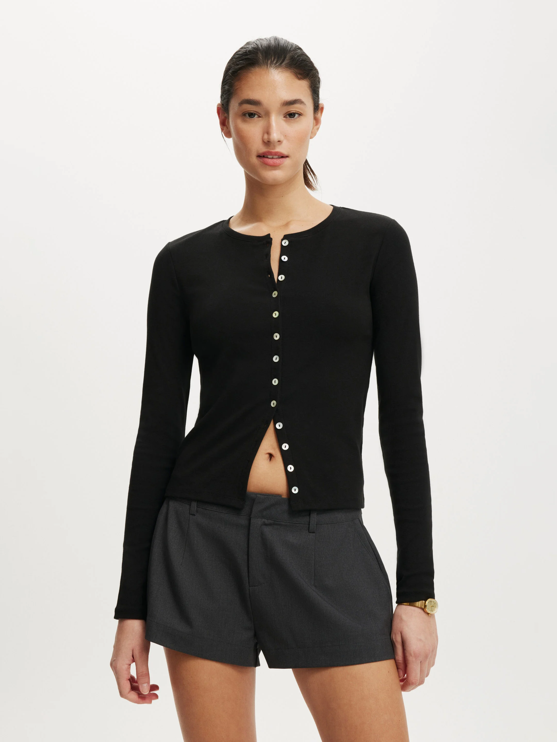 COTTON ON Áo Thun Dài Tay Nữ-Bailey Button Detail Cardi
