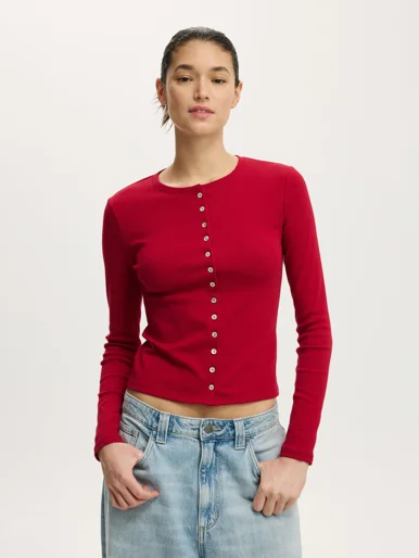 COTTON ON Áo Thun Dài Tay Nữ - Bailey Button Detail Cardi