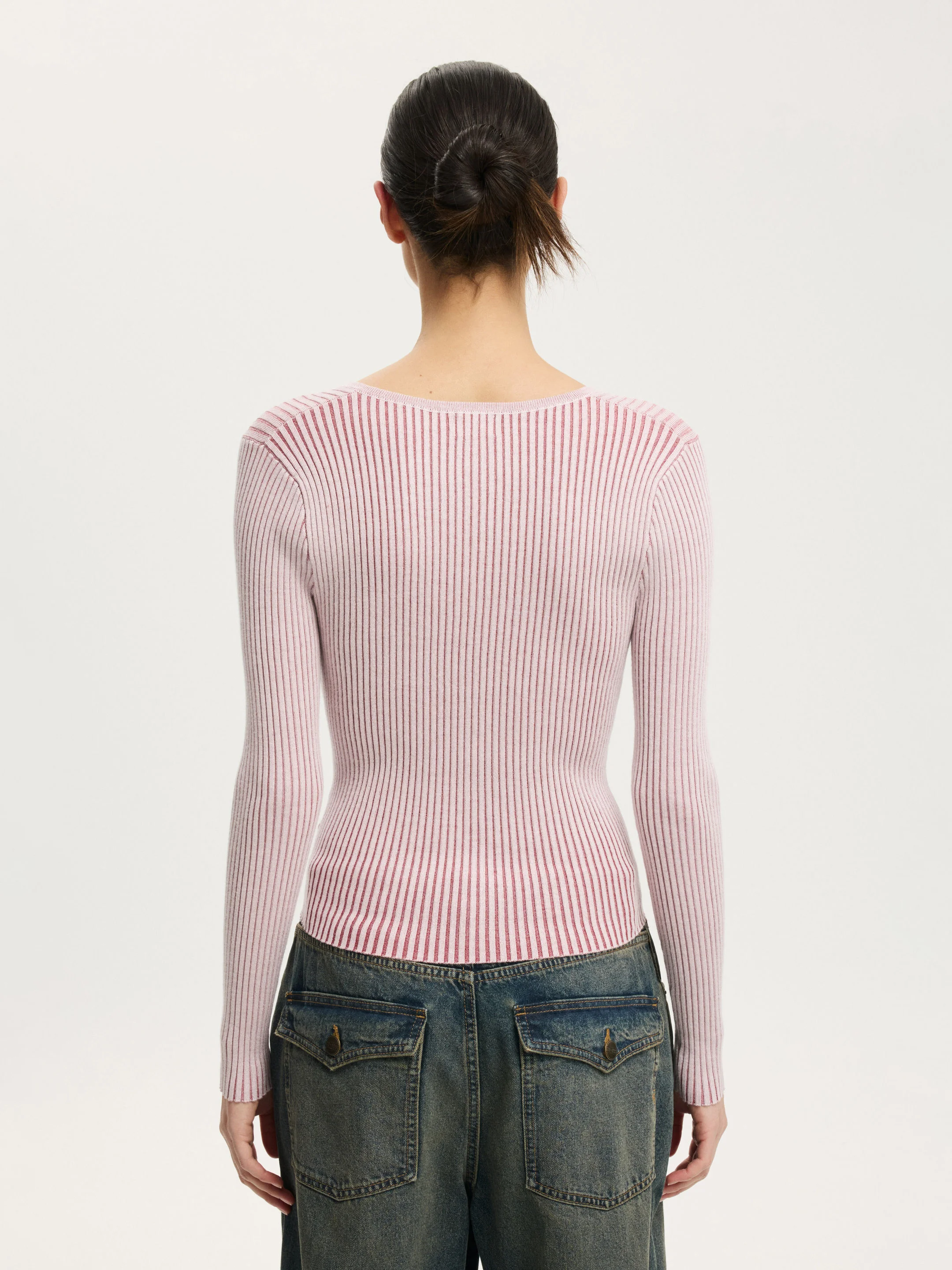 COTTON ON Áo Len Dài Tay Nữ-Two Tone Rib Keyhole Knit