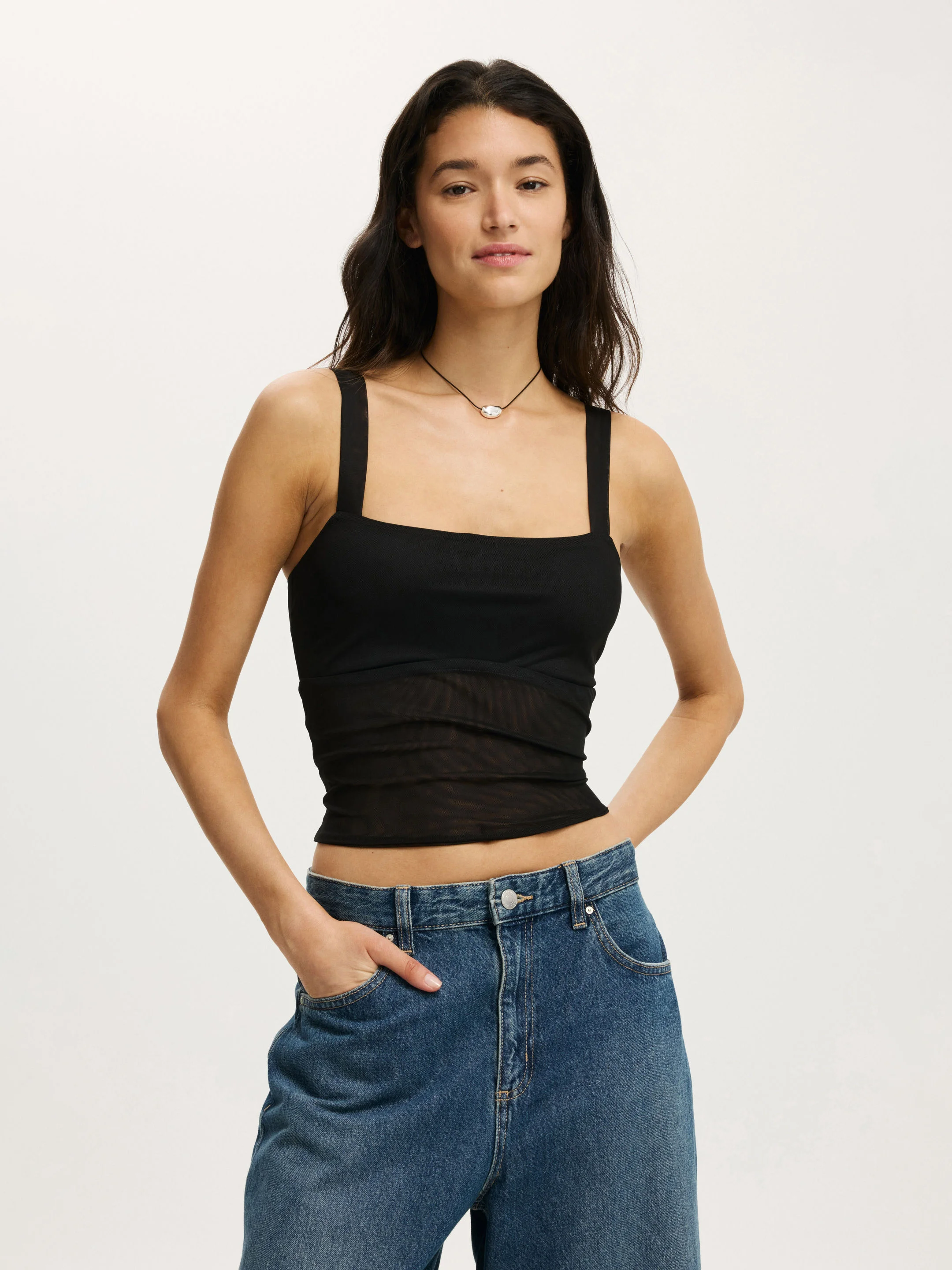 COTTON ON Áo Kiểu Hai Dây Nữ-Brooke Mesh Cami
