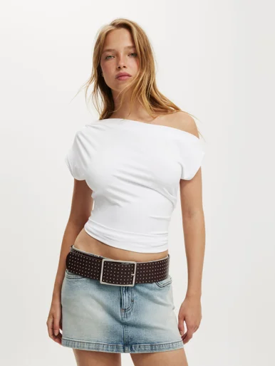 COTTON ON Áo Kiểu Lệch Vai Nữ-Georgie Off Shoulder Short Sle