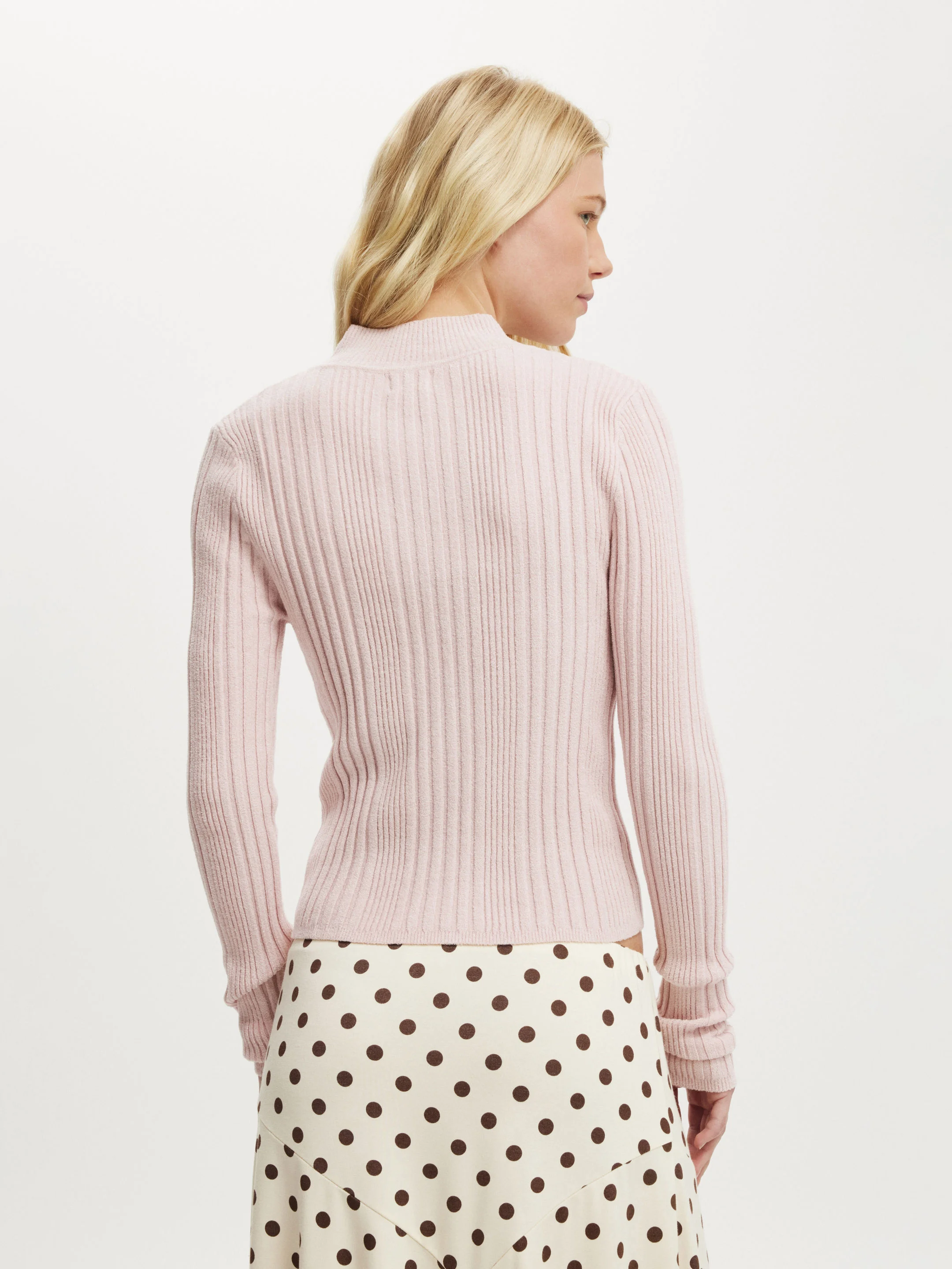 COTTON ON Áo Khoác Len Dài Tay Nữ-Variegated Rib Zip Through