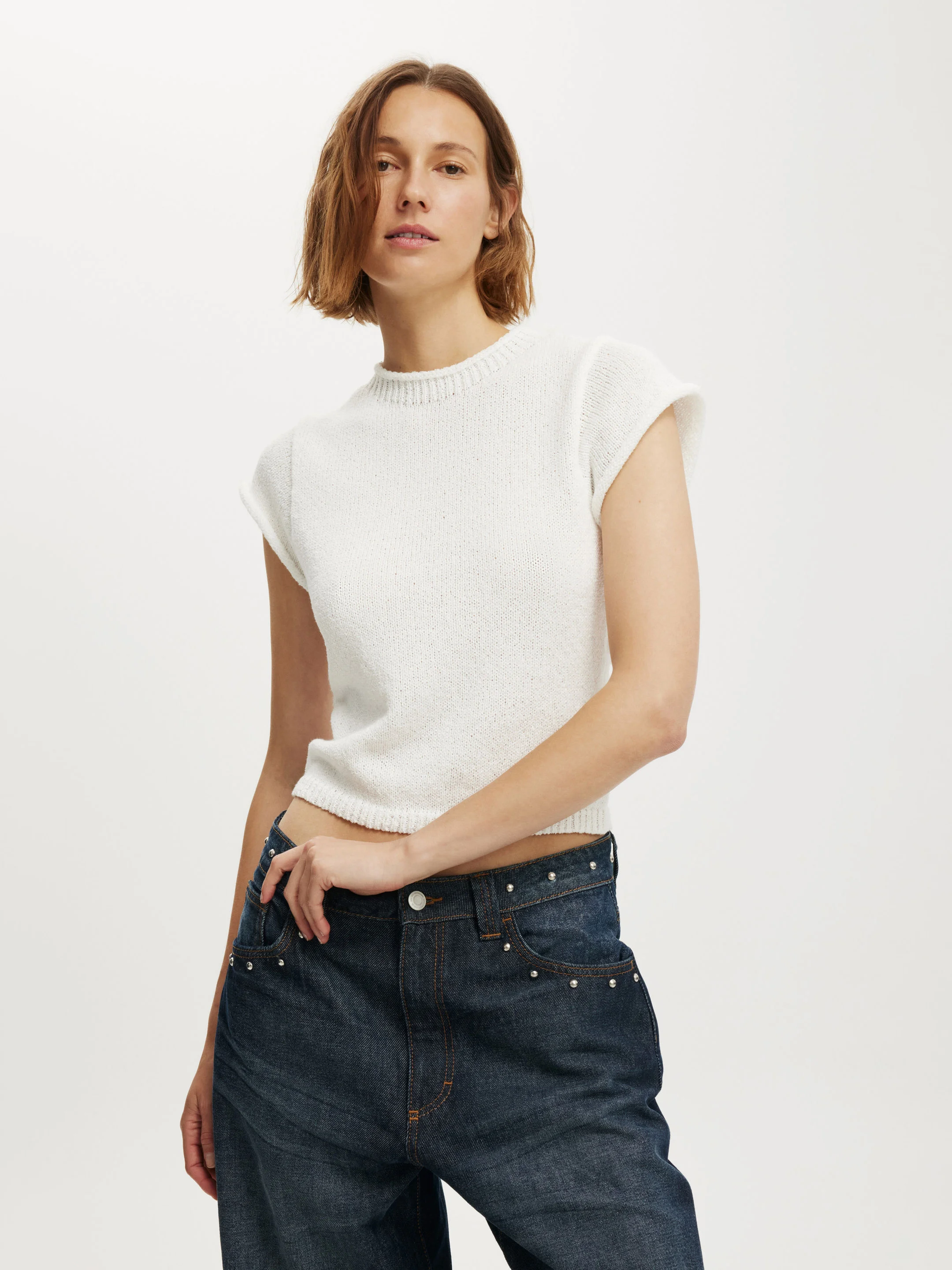 COTTON ON Áo Len Ngắn Tay Nữ-Textured Shortsleeve Knit Top