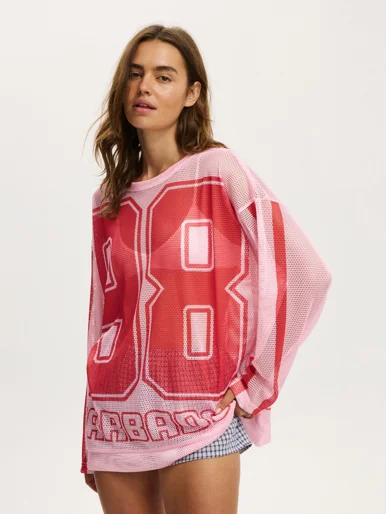 COTTON ON Áo Dài Tay Nữ - The L/S Mesh Graphic Tee